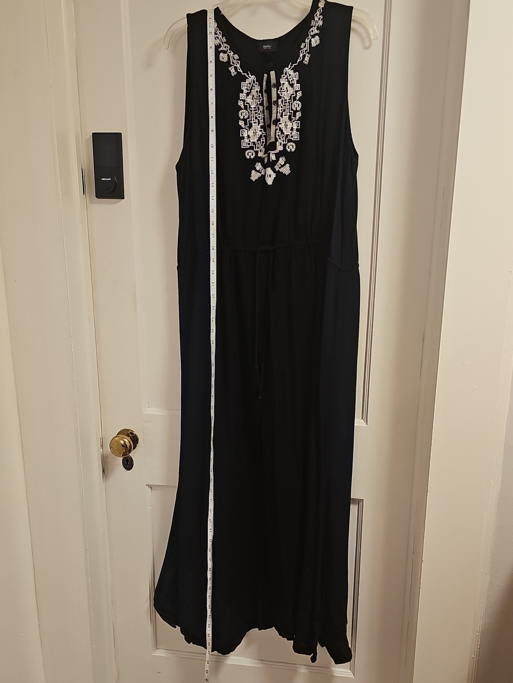 Mossimo Supply Co. Black Maxi Dress with White Embroidered Yoke